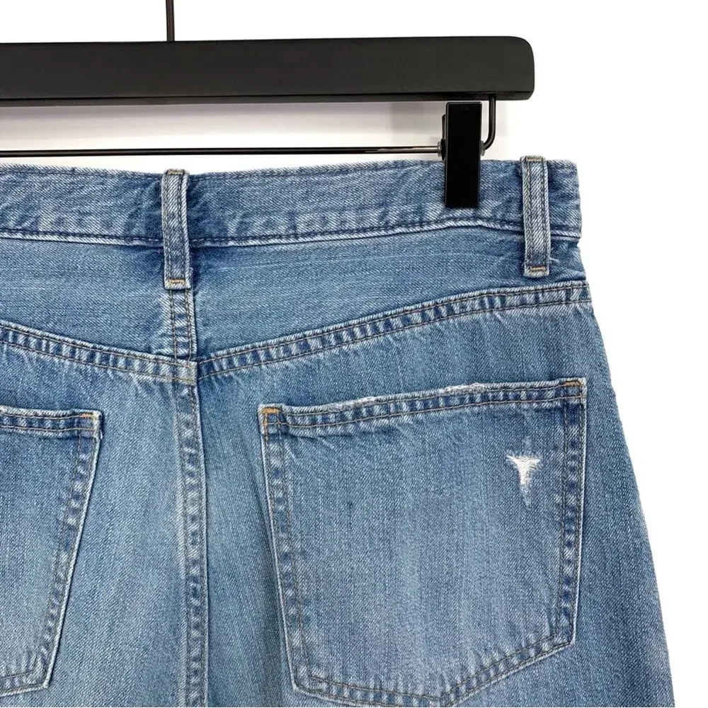 UNIQLO Peg Top High Rise Damaged Jeans Blue Denim 29